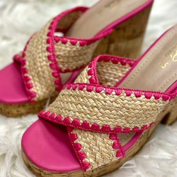Pink Woven Cork Wedge - Picture 8 of 8